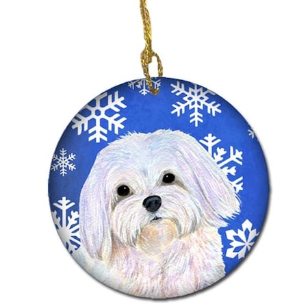 Carolines Treasures SS4620-CO1 Maltese Winter Snowflakes Holiday Christmas Ceramic Ornament